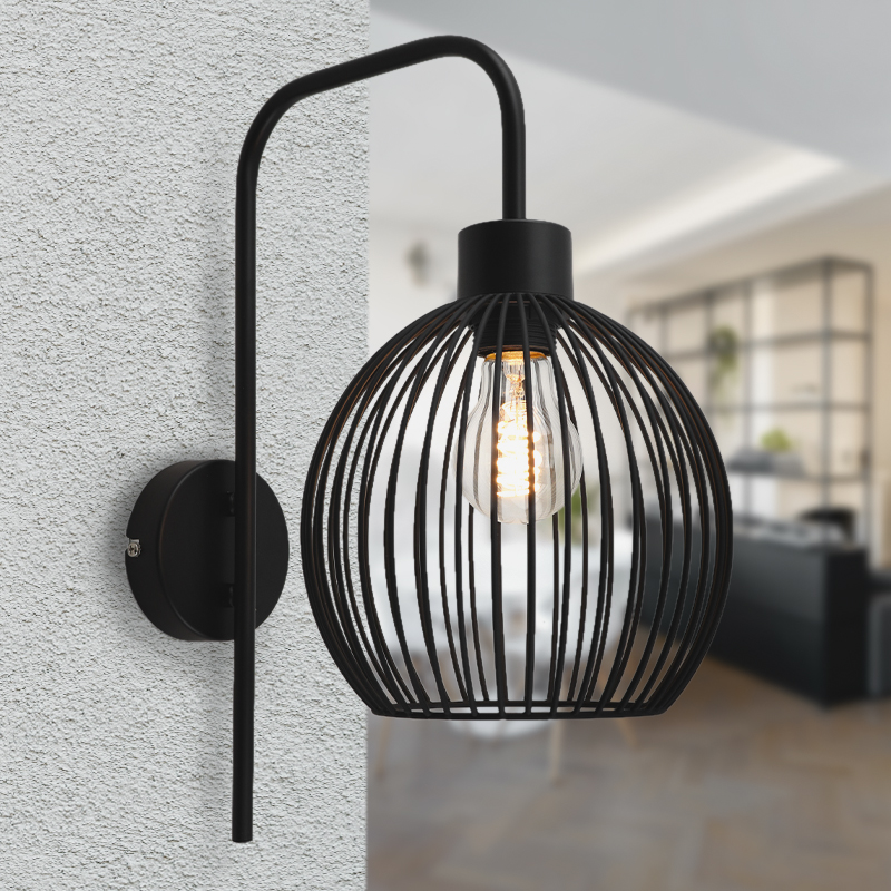 Industri vägglampa svart, Wiro