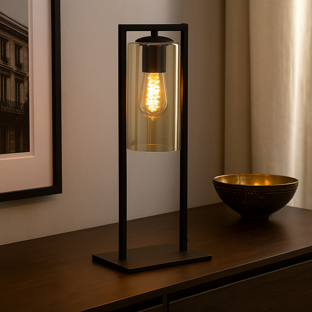 Industri bordslampa svart, Tonia, med brytare