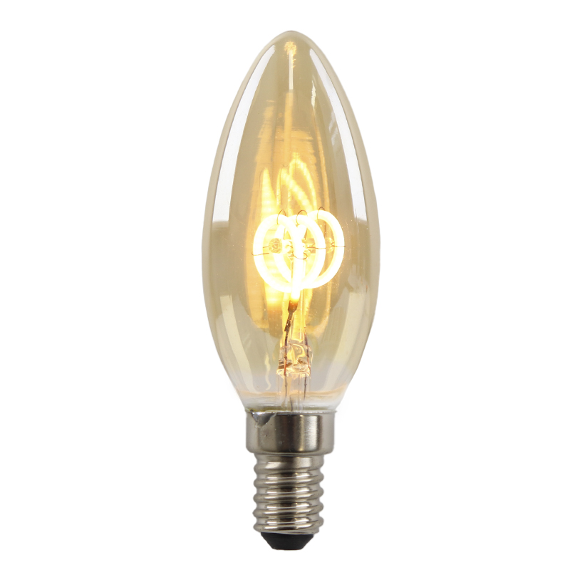 Dimbar Olucia E14 kronljuslampa LED Tuelo, bärnstensfärgad, 2W, 2200K