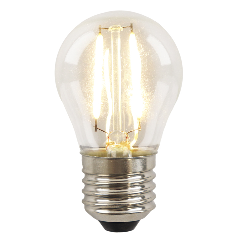 Dimbar Olucia E27 filamentlampa Melchis, P45, 2W, 2700K