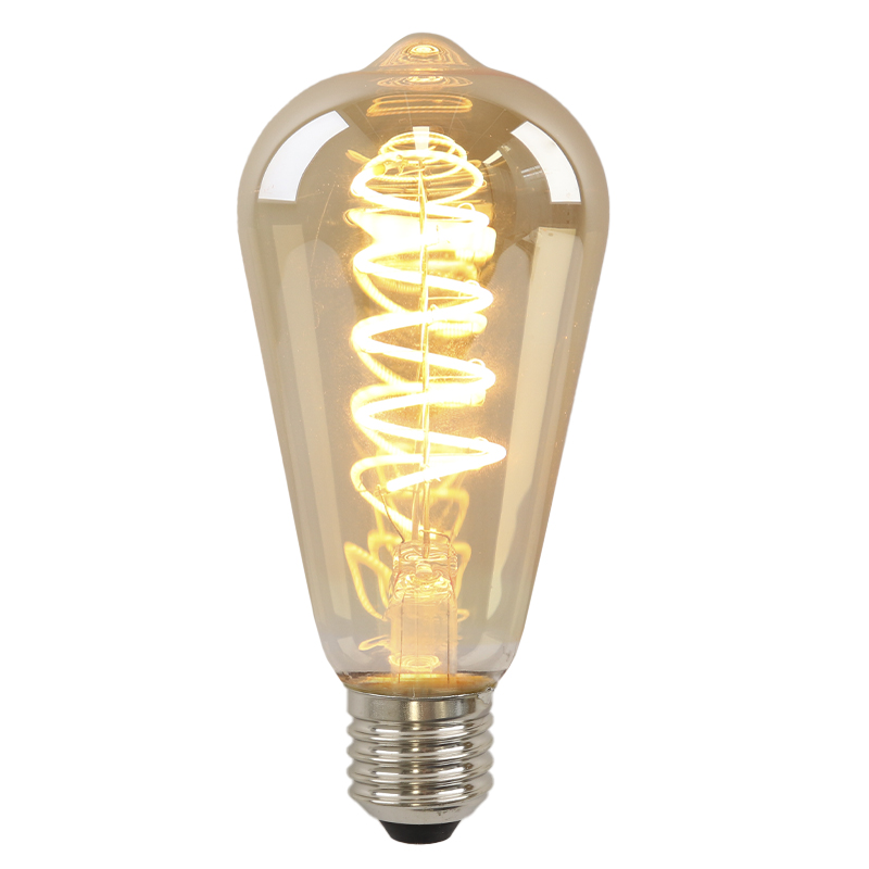 Dimbar Olucia E27 Edison lampa LED Tuelo, bärnstensfärgad, 4W, 2200K