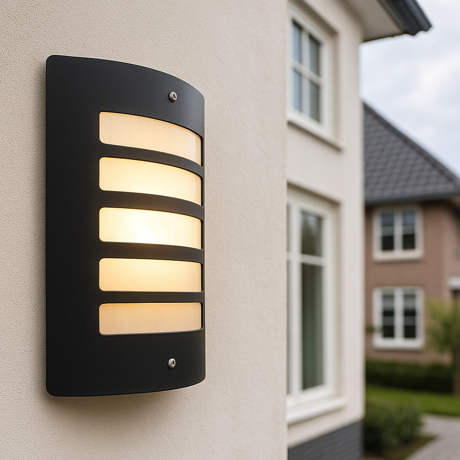 Modern utomhus vägglampa med skymningssensor svart, Manuel, IP44