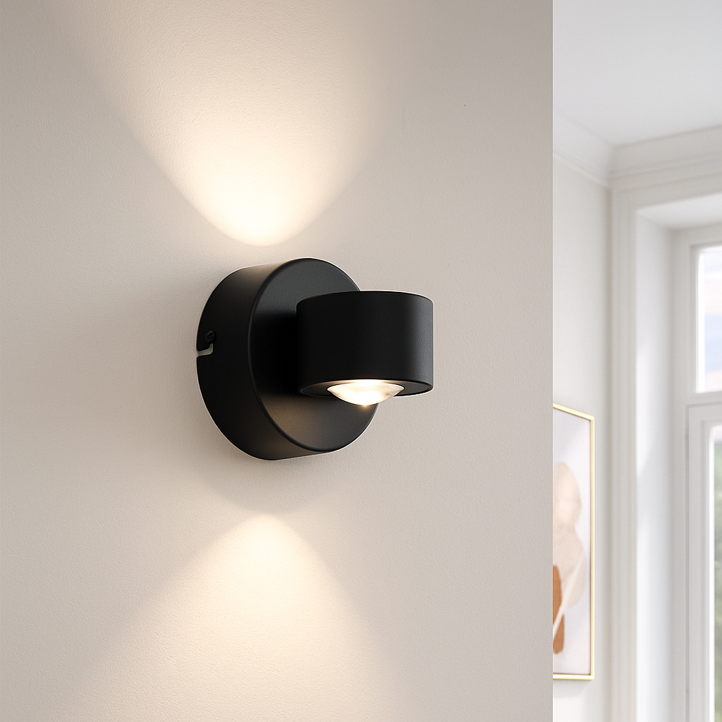 Modern up down vägglampa svart, Izzet, 6W, 3000K LED