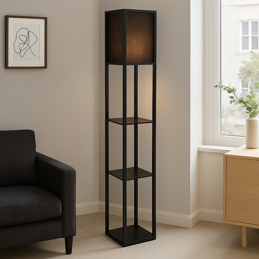 Modern golvlampa svart, Izabel, med brytare