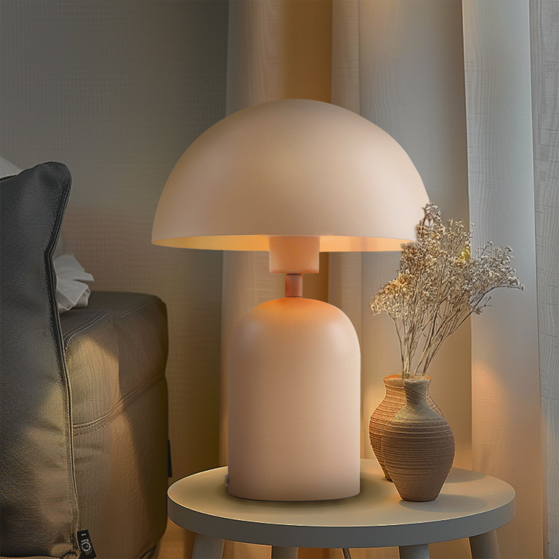 Modern bordslampa rosa, Isha, med brytare