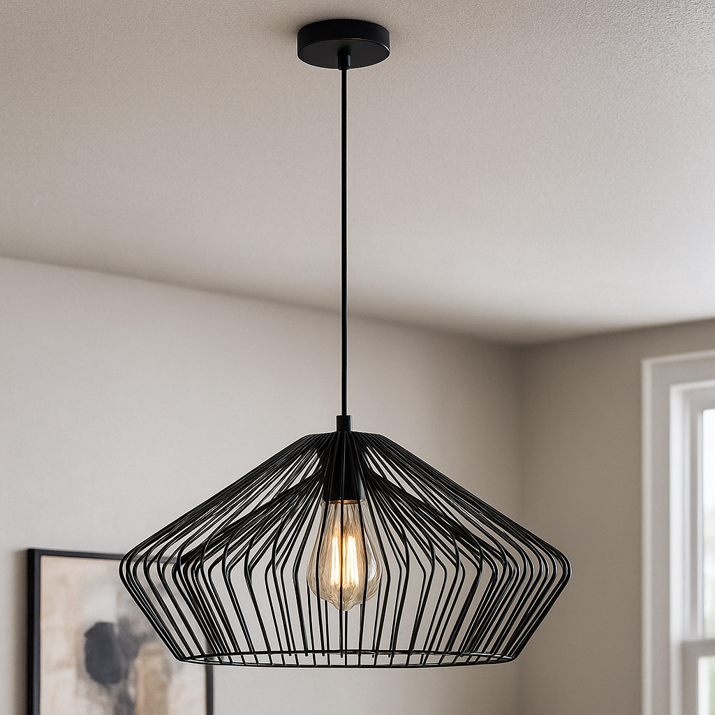 Industri fönsterlampa svart, Matti