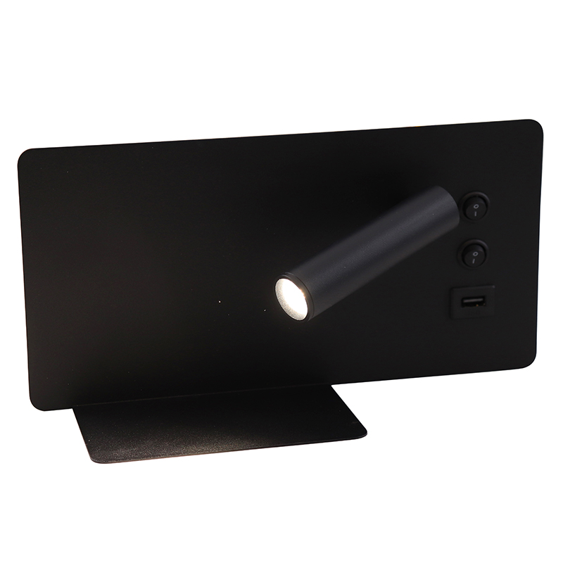 Modern vägglampa svart, Stanley, 10W, 4000K LED, med brytare