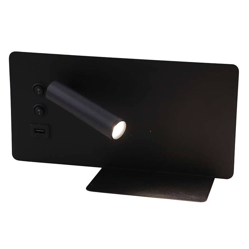 Modern vägglampa svart, Stanley, 10W, 4000K LED, med brytare