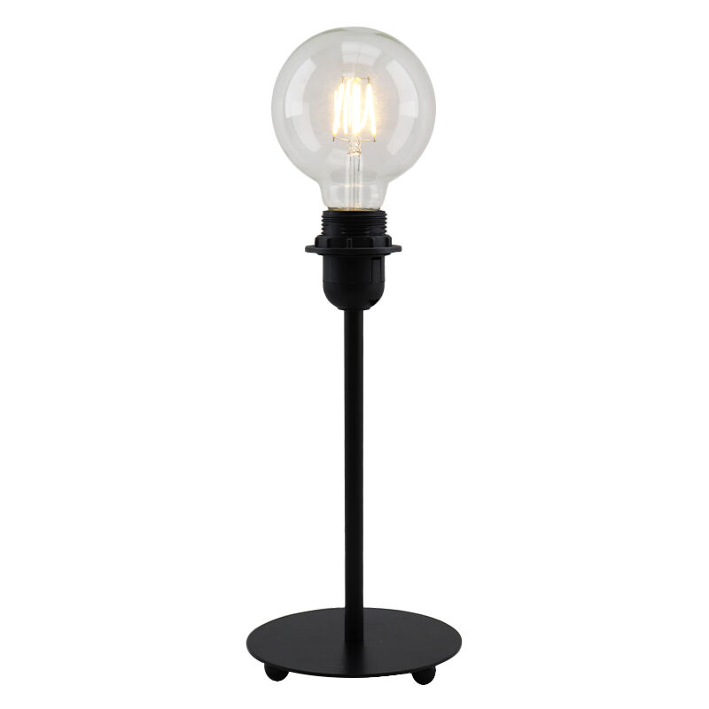 Svart bordslampa utan skärm metall, Eileen, med brytare