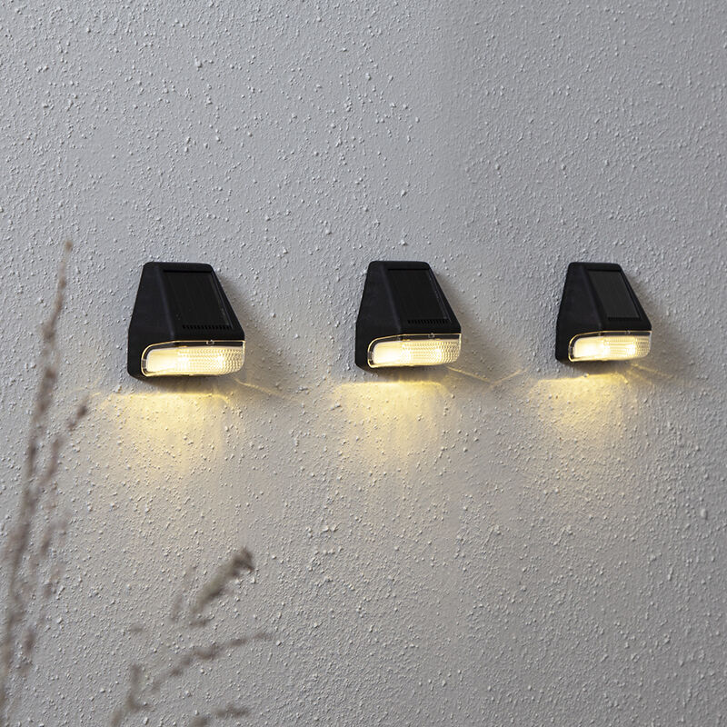 3-pack solcellsvägglampor Ammar, svart, med skymningssensor