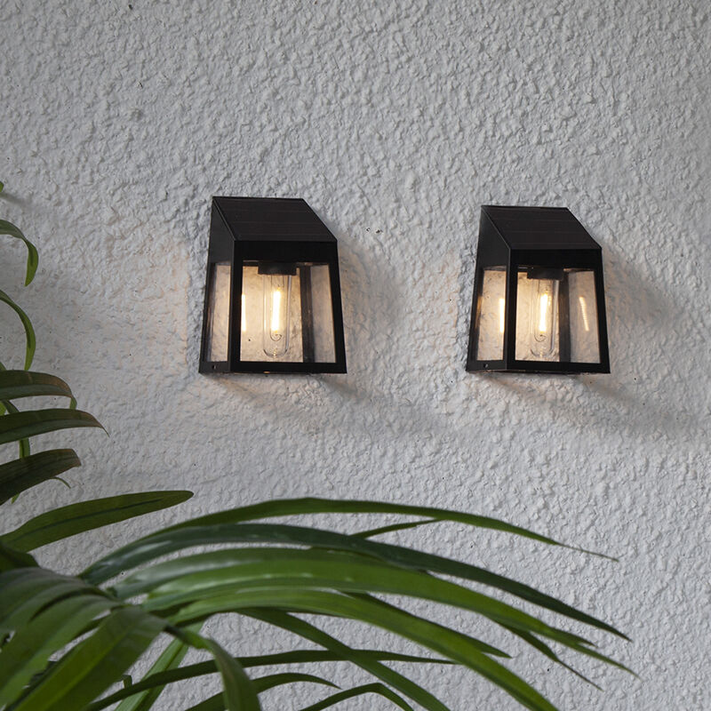 2-pack moderna solcellslampor Amro, svart