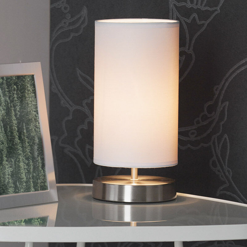 Tyg bordslampa vit, Merinde, med brytare