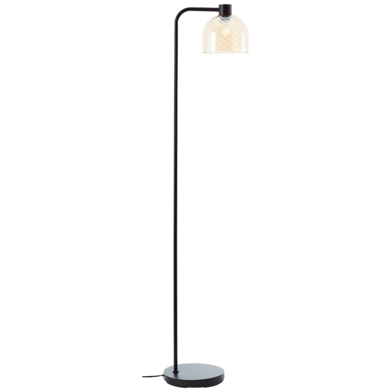 Retro golvlampa bärnstensfärgad, Ubah, med brytare