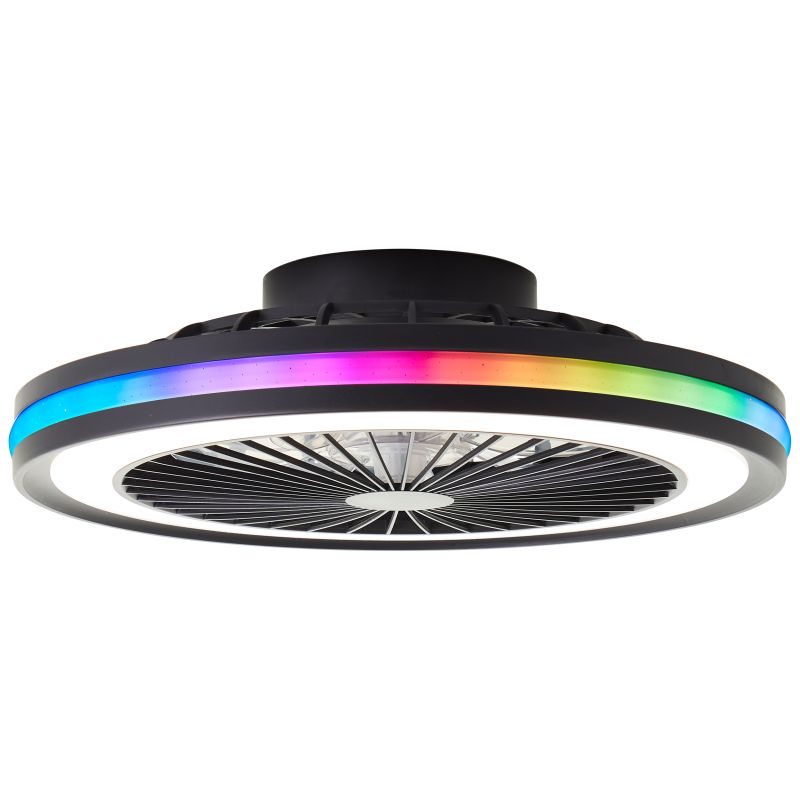 Modern takfläkt svart, Stefanus, 40W, RGBW LED, met fjärrkontroll