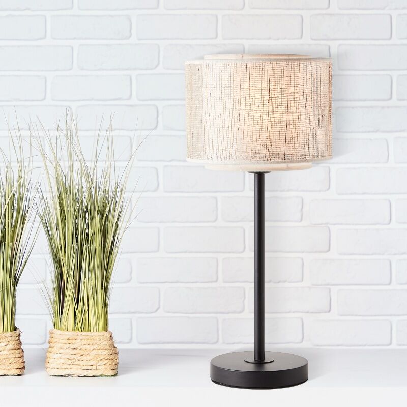 Rustik bordslampa beige, Gerbert, med brytare