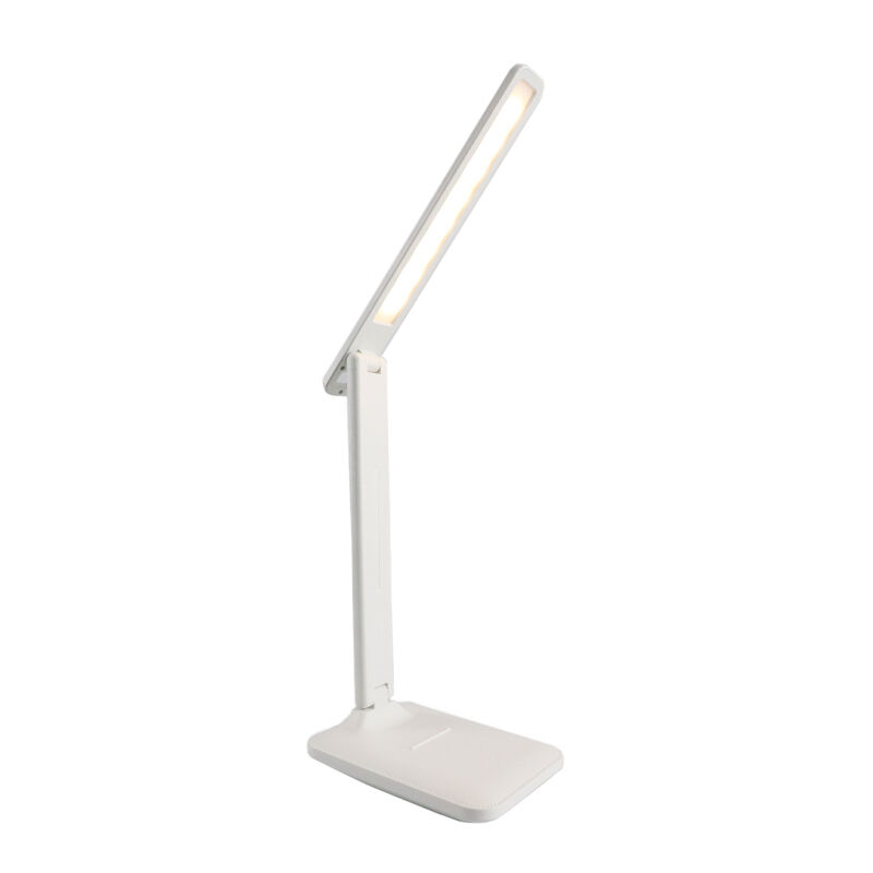 Vit modern skrivbordslampa plast, Danila, 5W, justerbar ljusfärg LED, med beröringsdimmer