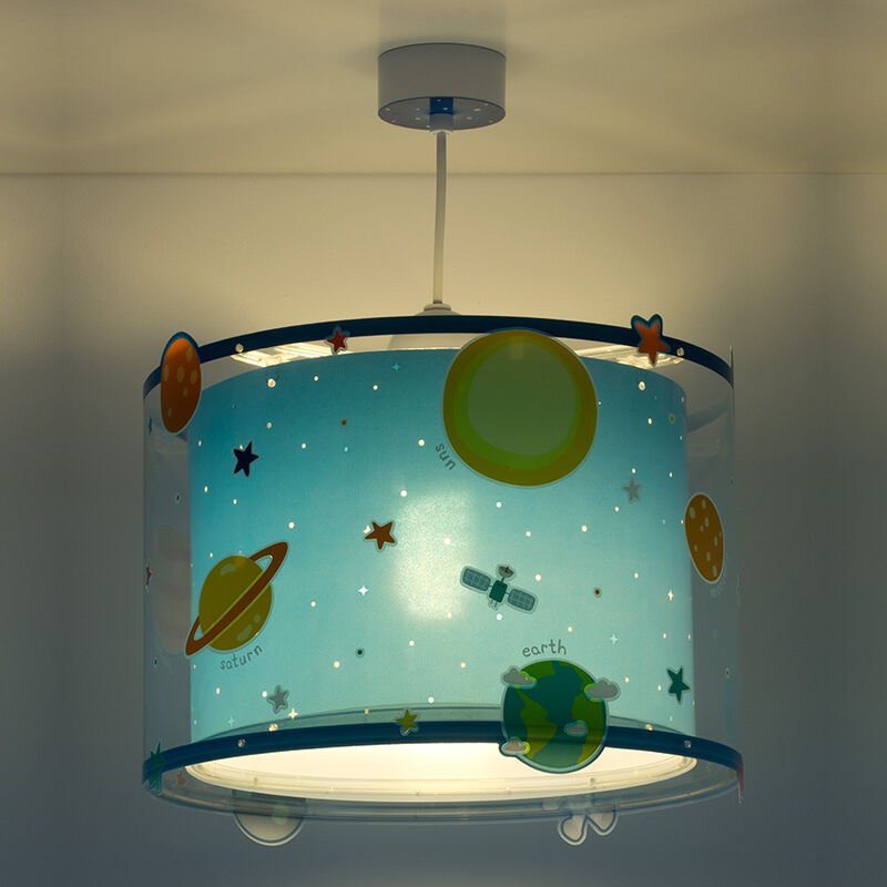 Blå fönsterlampa barn plast, Planets