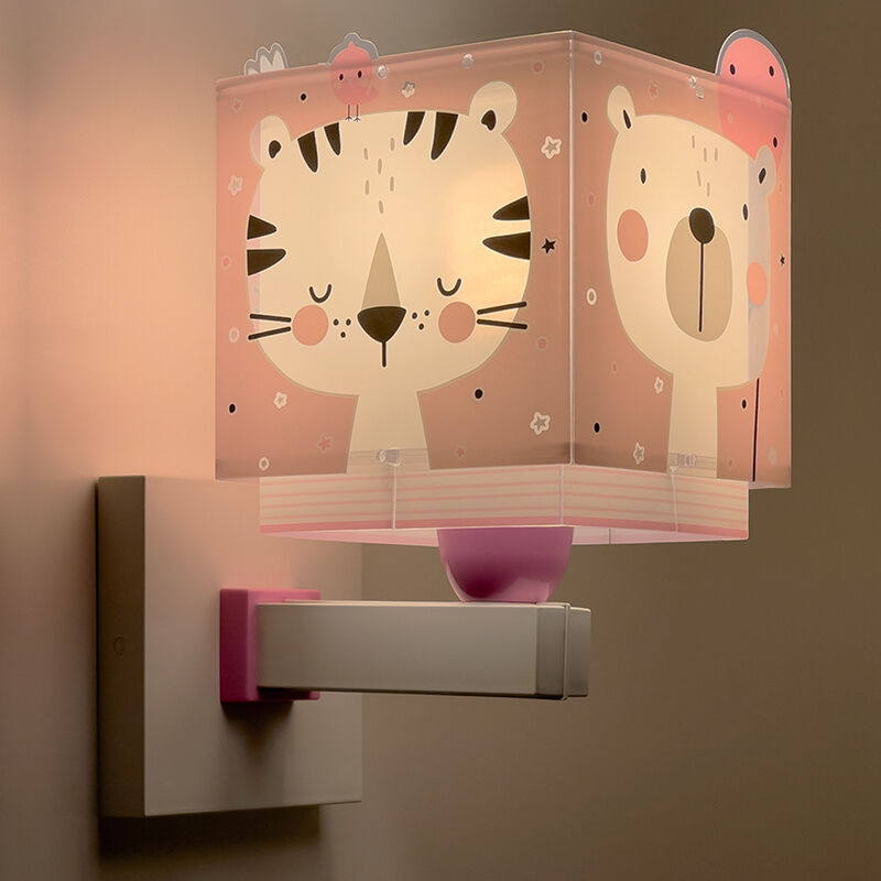 Rosa vägglampa barn plast, Baby jungle