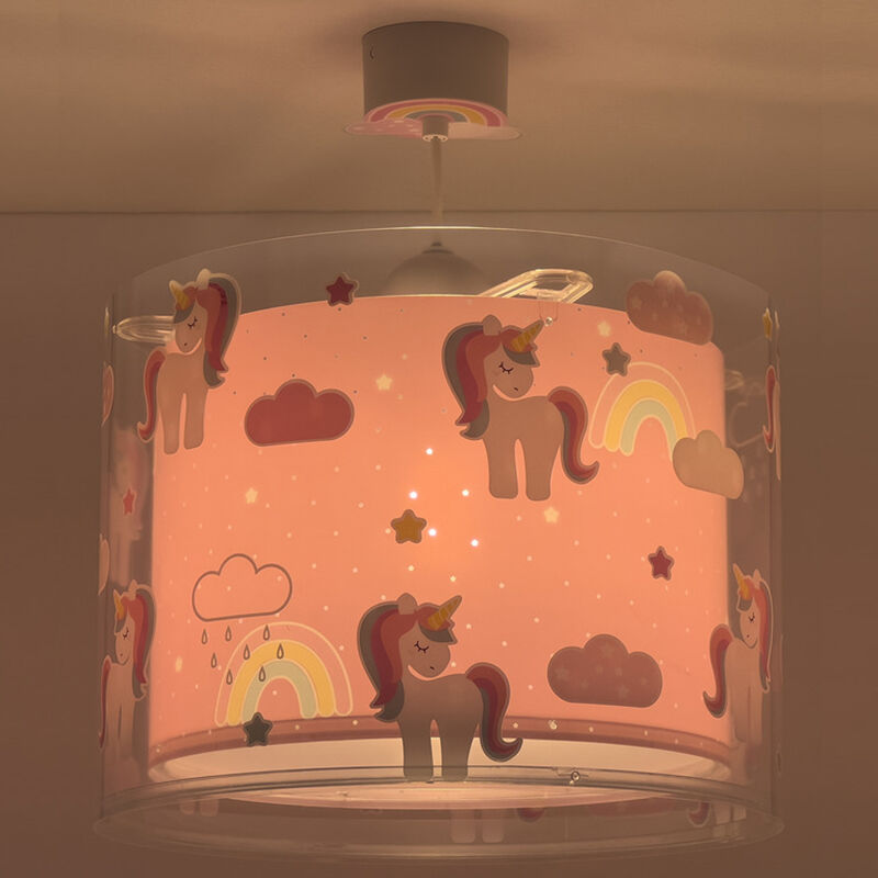 Rosa fönsterlampa barn plast, Unicorn