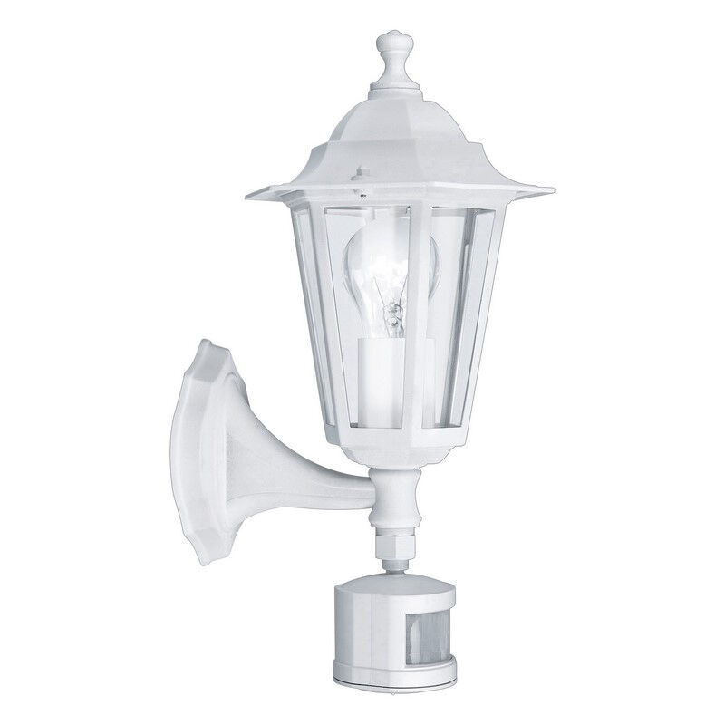 Vit klassisk utomhus vägglampa med rörelsesensor aluminium, Alieke, IP44