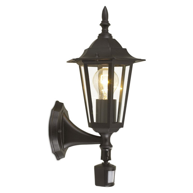 Svart klassisk utomhus vägglampa med rörelsesensor aluminium, Alieke, IP44