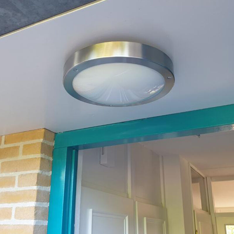 Silver utomhus vägglampa med skymningssensor glas, Bob, IP44