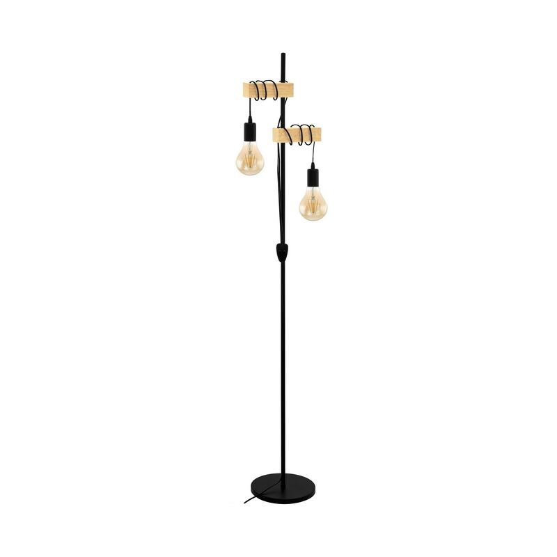 Trä golvlampa brun, Anton, med brytare