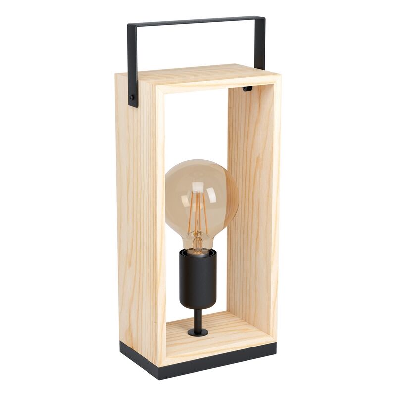 Trä bordslampa svart, Olaf, med brytare