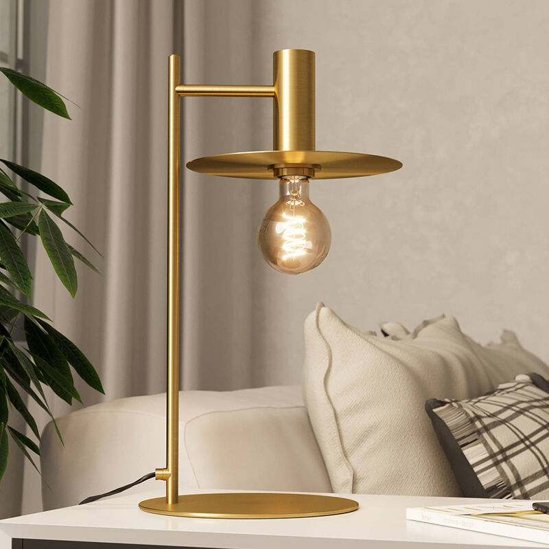 Mässing modern bordslampa stål, Elana, med brytare