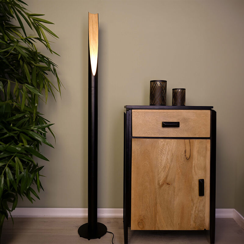 Brun modern golvlampa aluminium, Aloysius, med brytare