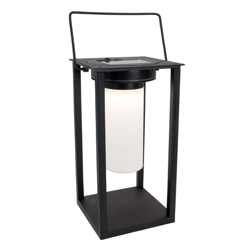 Svart solcell bordslampa utomhus plast, Hillebrand, 3,3W, 4000K LED, IP54, med brytare
