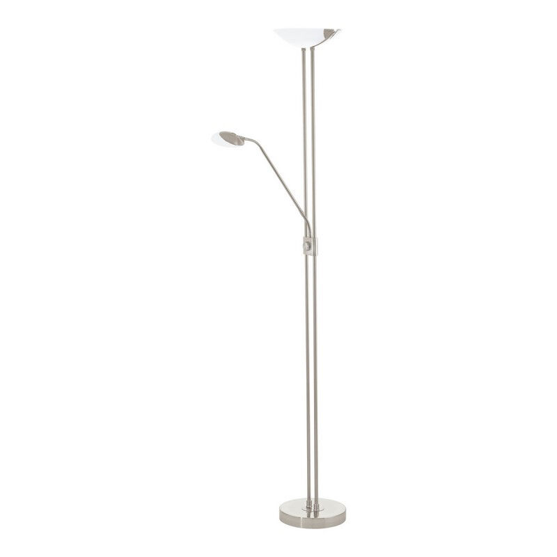 Nickel design läslampa golv glas, Brava, 20W, 3000K LED, med brytare