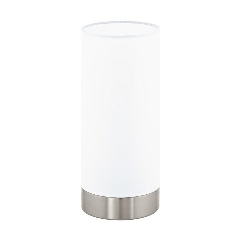 Vit modern bordslampa tyg, Abano, med beröringsdimmer