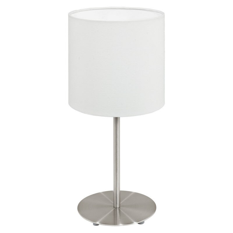 Vit modern bordslampa tyg, Abano, med brytare