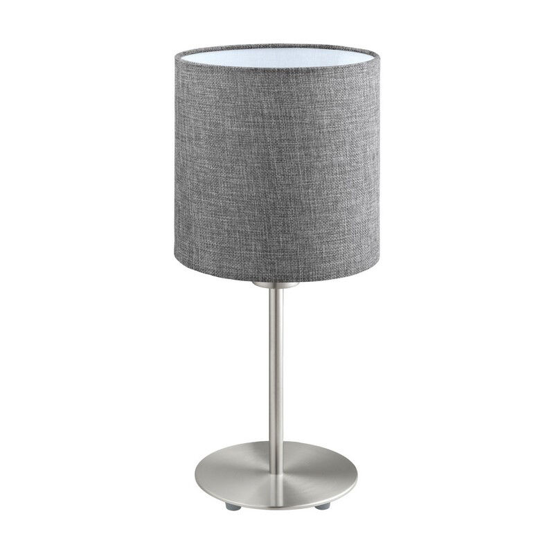Grå modern bordslampa tyg, Abano, med brytare