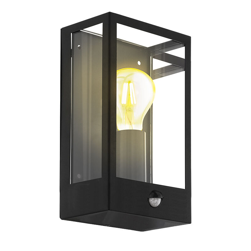 Svart industri utomhus vägglampa med rörelsesensor stål, Alihan, IP44