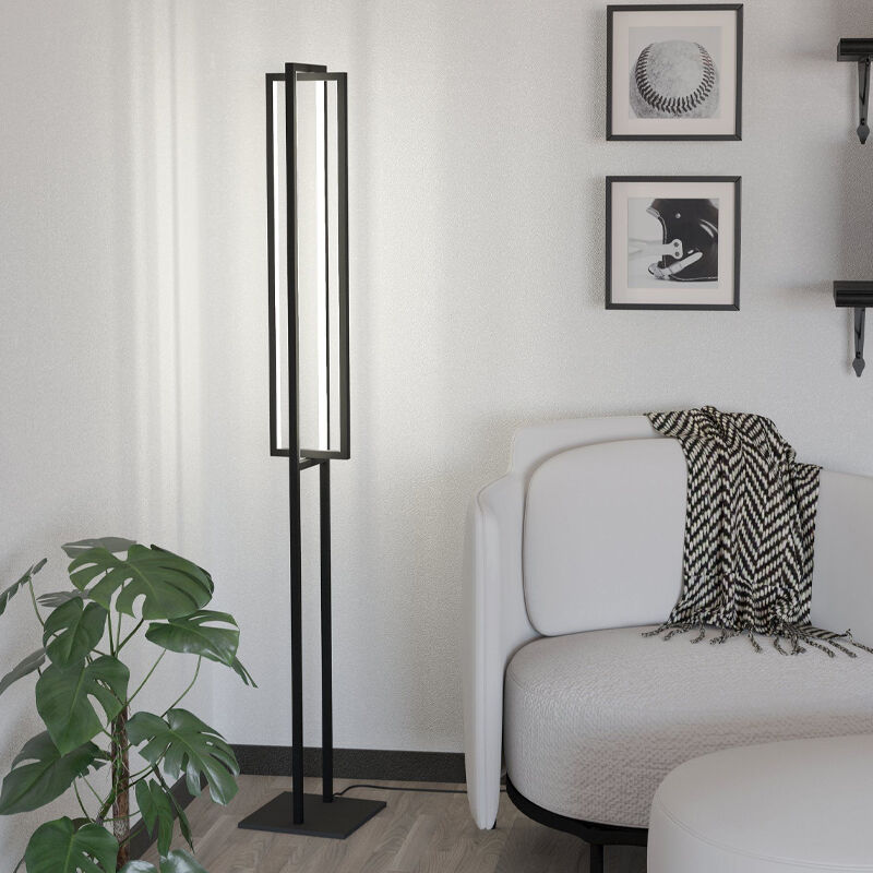 Svart modern golvlampa aluminium, Lianne, 34W, varm till kall vit justerbar LED, 3 stegs dimmer