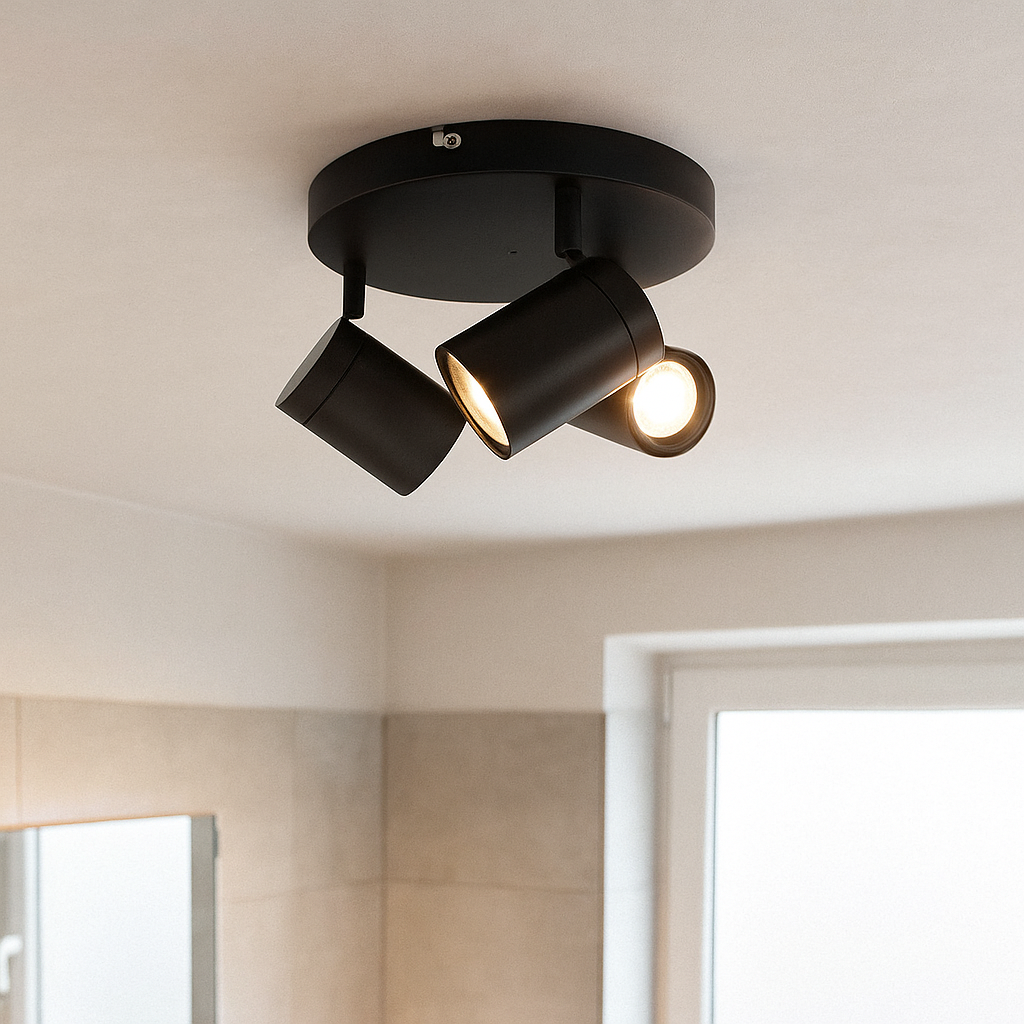 Modern spotlight tak svart, Ciara, IP44