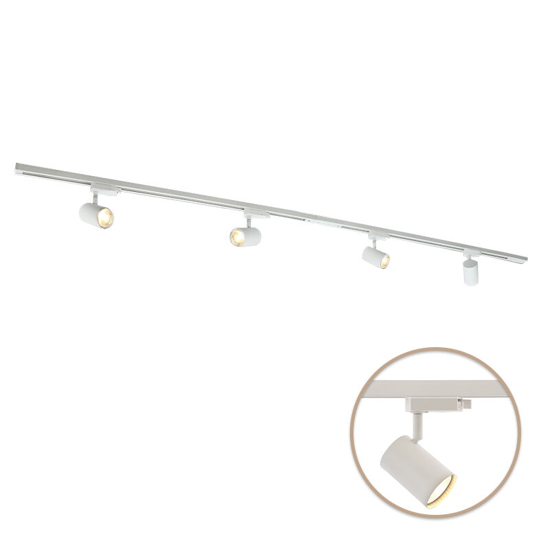 2M 1 fas skensystem vit + 4 Elena spotlights