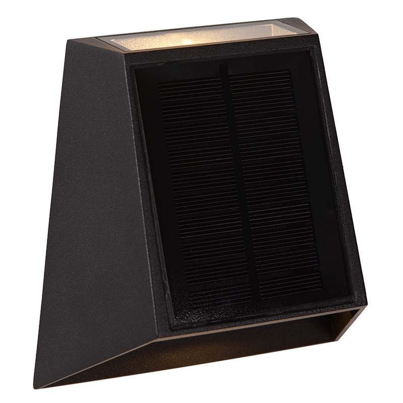 Svart utomhus vägglampa solcell modern, Luton, 1W, 2700K LED, IP54