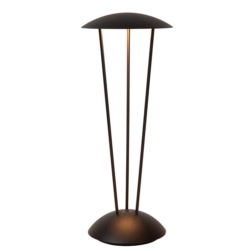 Svart uppladdningsbar utomhusbordslampa modern, Renee, 2,2W, 2700K LED, IP54, med beröringsdimmer