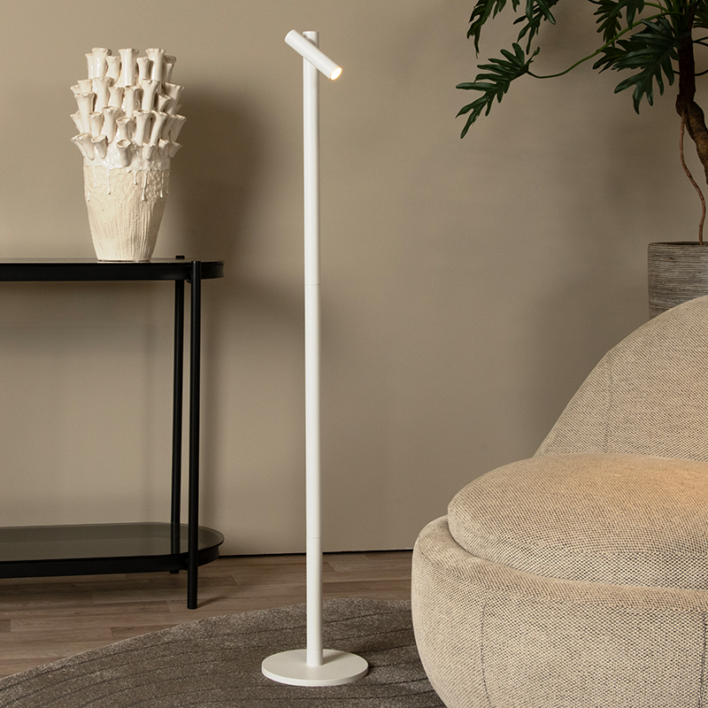 Vit uppladdningsbar golvlampa modern, Antrim, 2,2W, 2700K LED, IP54, med beröringsdimmer