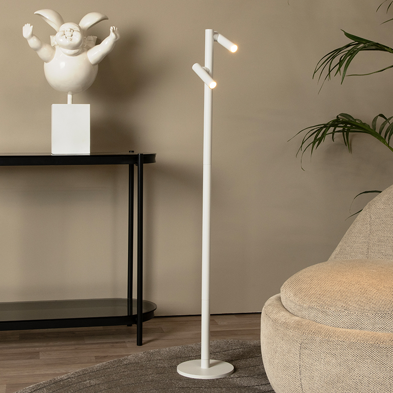 Vit uppladdningsbar golvlampa modern, Antrim, 2,2W, 2700K LED, IP54, med beröringsdimmer