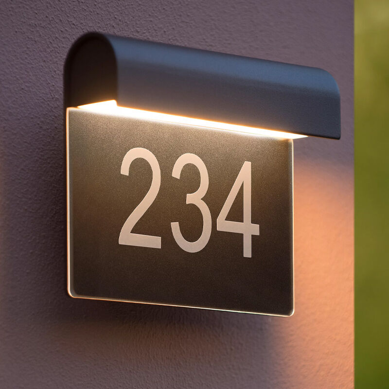 Svart husnummer lampa modern, Thesi, 6W, 3000K LED, IP54