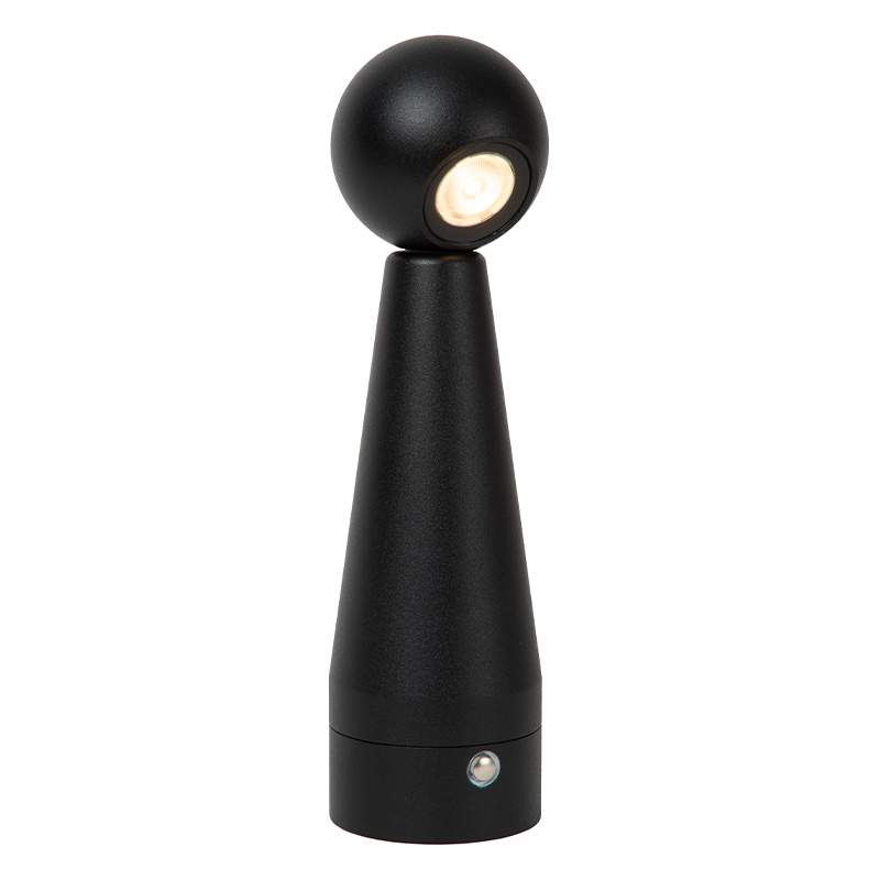 Svart uppladdningsbar bordslampa modern, Ipsos, 3W, dim to warm LED, med beröringsdimmer