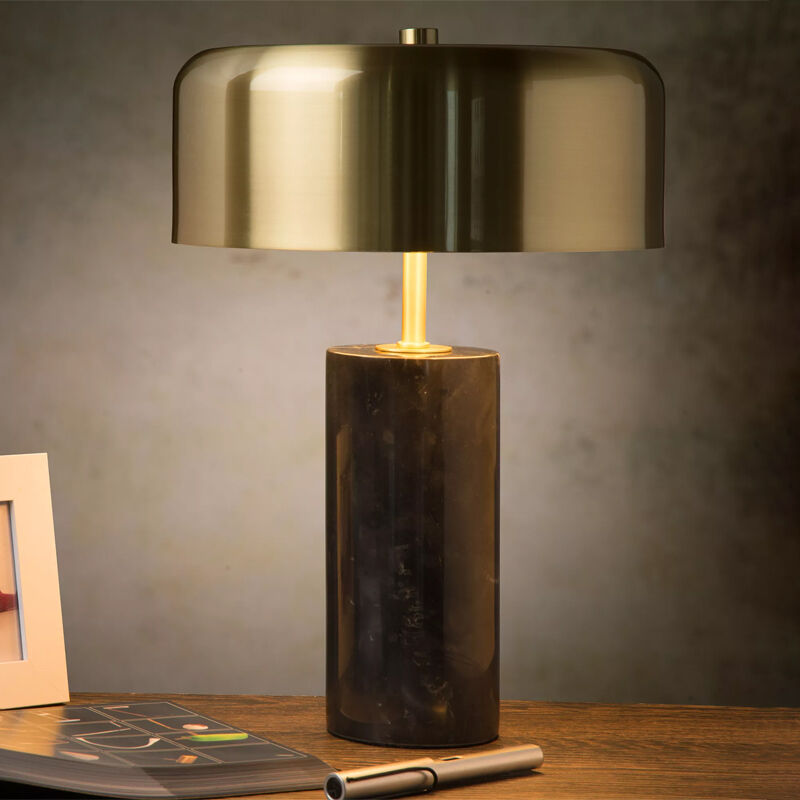 Marmor bordslampa guld, Mirasol, med brytare