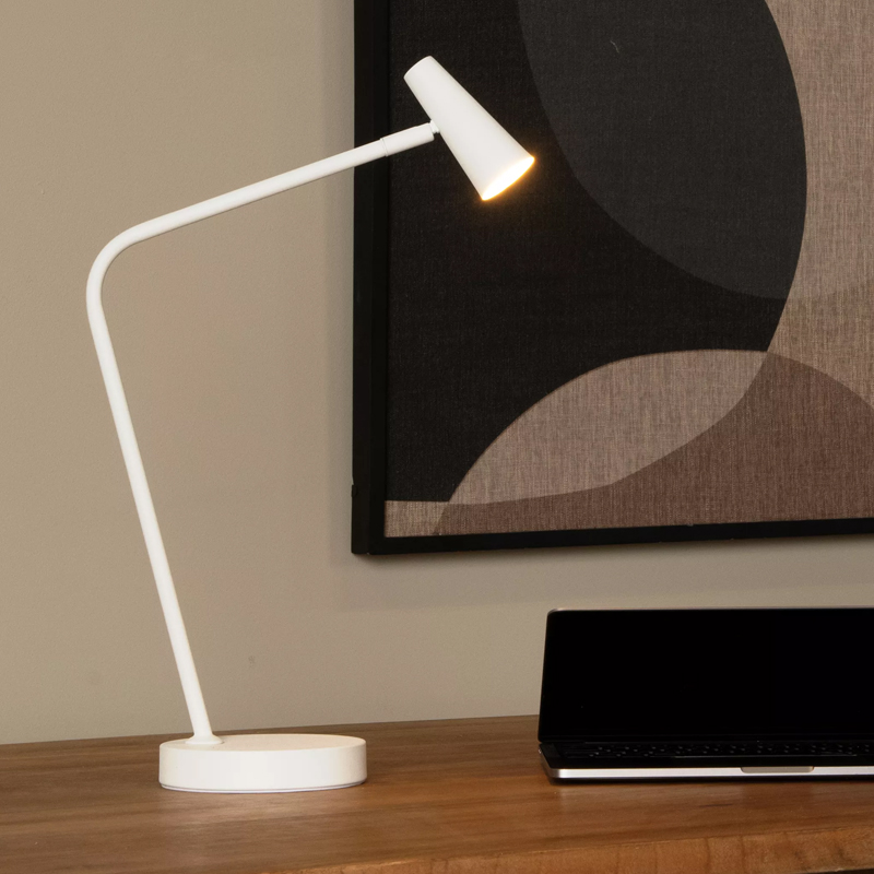 Vit uppladdningsbar bordslampa modern, Stirling, 3W, 2700K LED, med beröringsdimmer