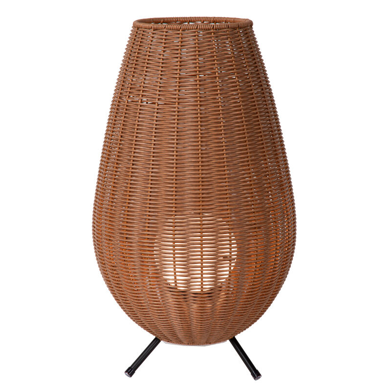 Brun bordslampa utomhus rustik, Colin, 3W, 3000K LED, IP44, 3 stegs dimmer