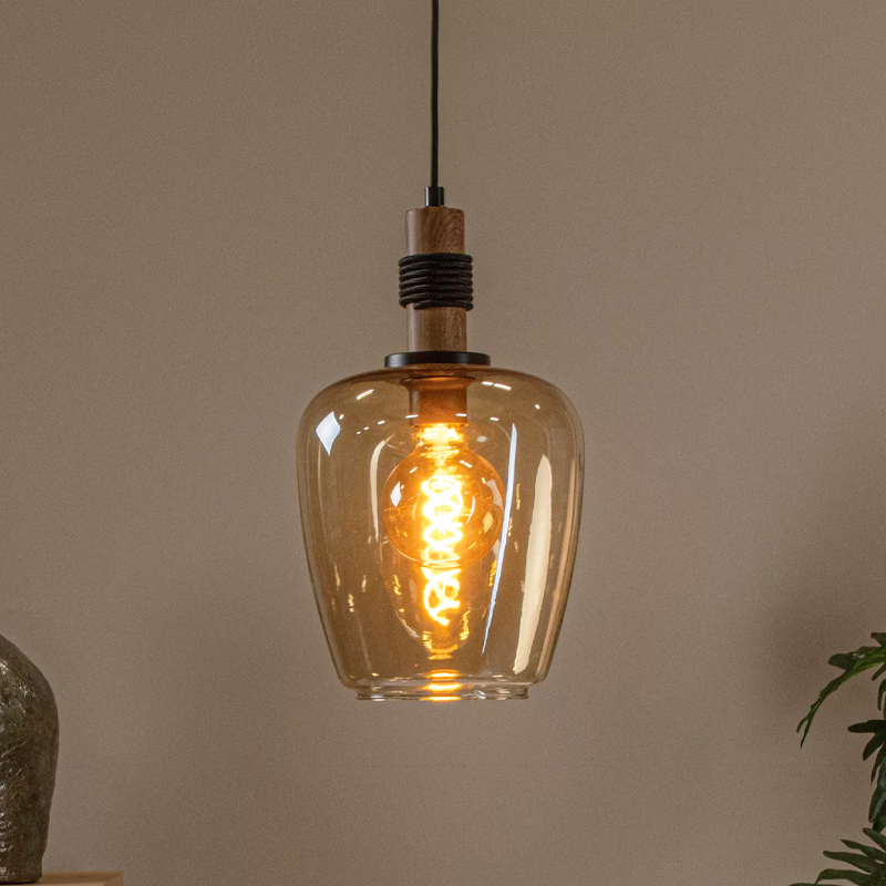 Bärnstensfärgad fönsterlampa retro, Ilona