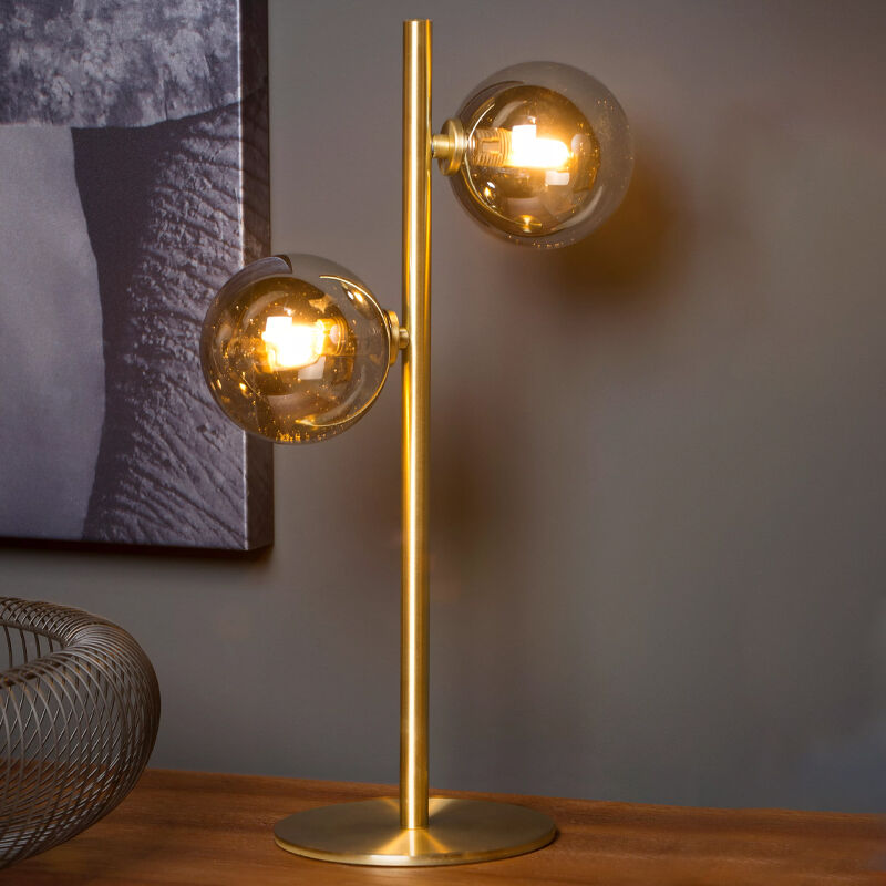 Guld bordslampa retro, Tycho, med brytare